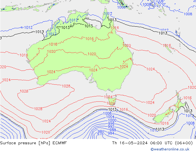 pression de l'air ECMWF jeu 16.05.2024 06 UTC