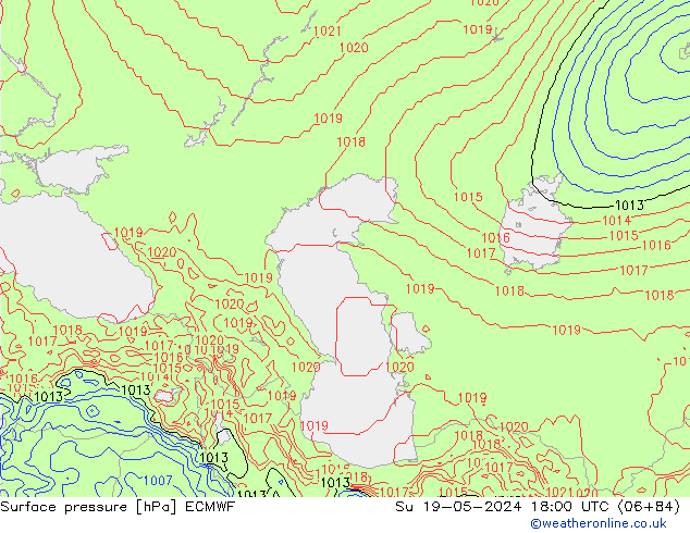 Surface pressure ECMWF Su 19.05.2024 18 UTC