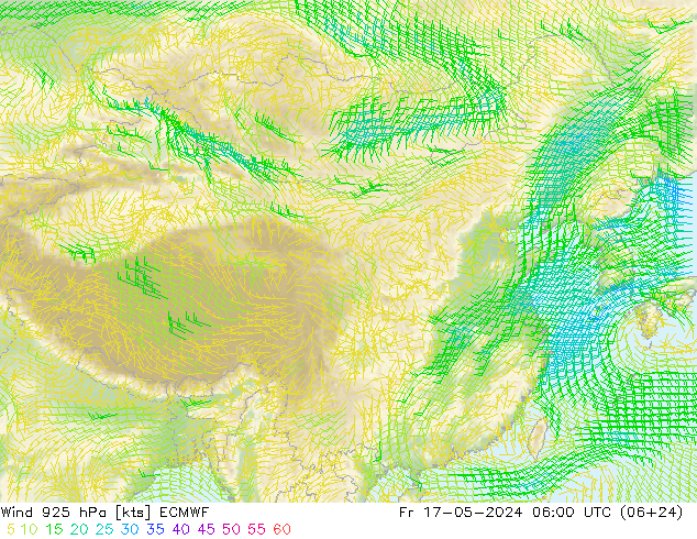 风 925 hPa ECMWF 星期五 17.05.2024 06 UTC