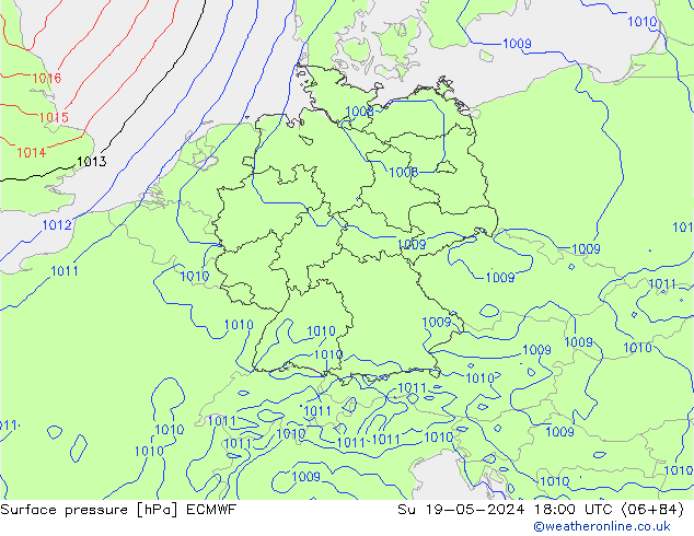 Yer basıncı ECMWF Paz 19.05.2024 18 UTC