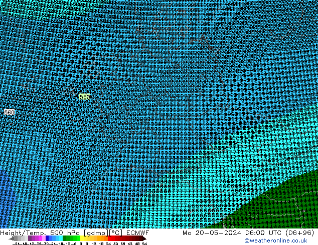 Height/Temp. 500 hPa ECMWF 星期一 20.05.2024 06 UTC