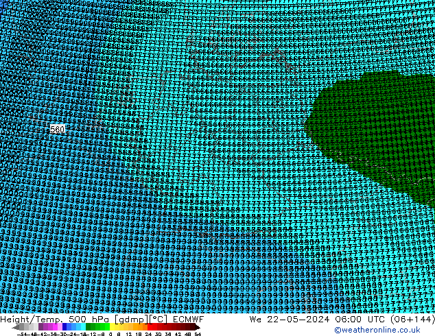 Height/Temp. 500 hPa ECMWF 星期三 22.05.2024 06 UTC