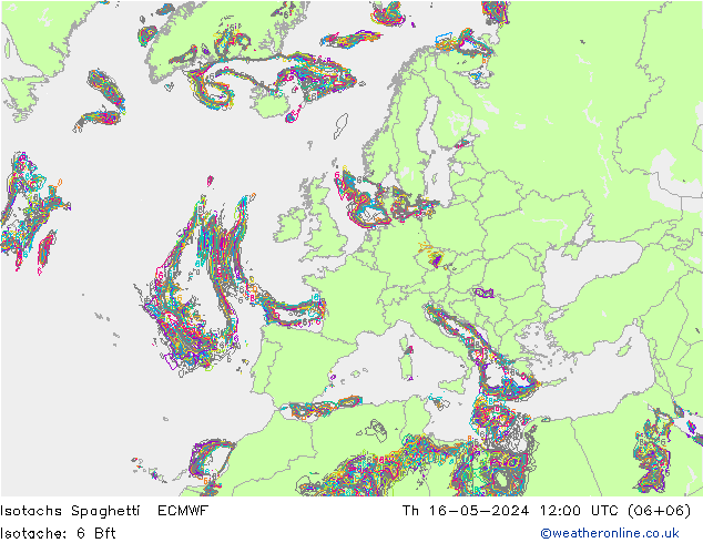 Isotachs Spaghetti ECMWF gio 16.05.2024 12 UTC