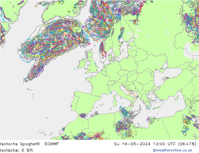 Isotachs Spaghetti ECMWF Вс 19.05.2024 12 UTC