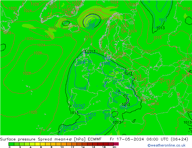 Bodendruck Spread ECMWF Fr 17.05.2024 06 UTC