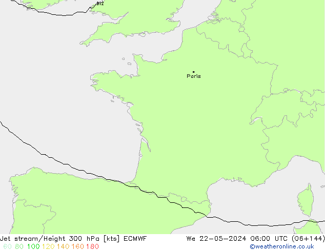 Prąd strumieniowy ECMWF śro. 22.05.2024 06 UTC