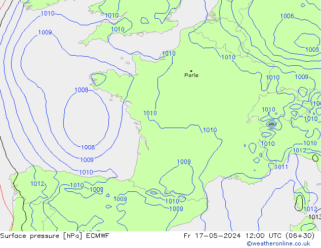 Bodendruck ECMWF Fr 17.05.2024 12 UTC