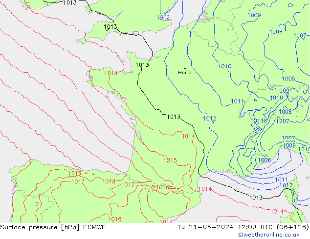 Pressione al suolo ECMWF mar 21.05.2024 12 UTC