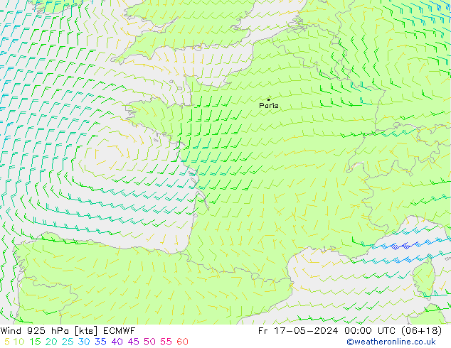 Wind 925 hPa ECMWF Fr 17.05.2024 00 UTC