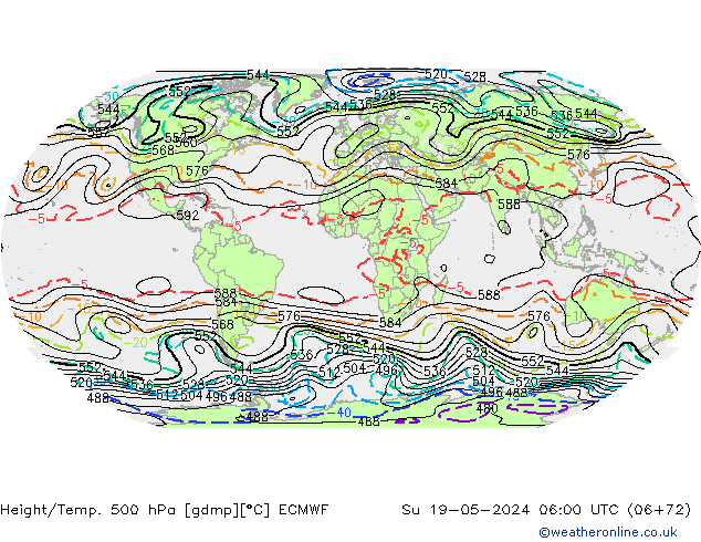 Height/Temp. 500 hPa ECMWF Su 19.05.2024 06 UTC