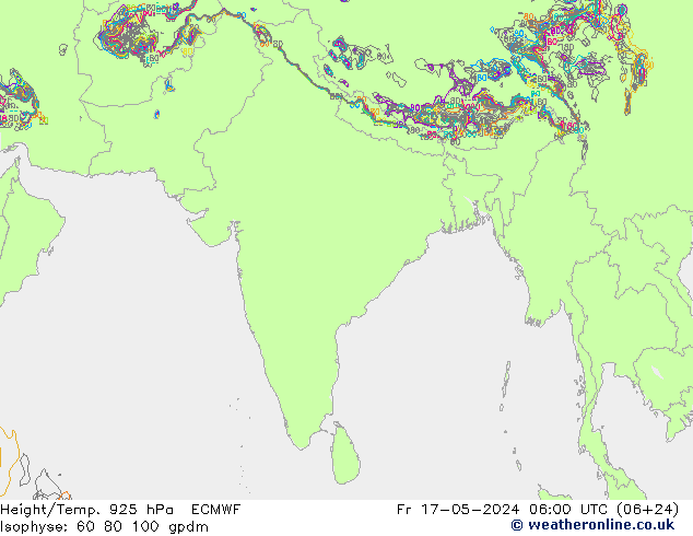 Height/Temp. 925 hPa ECMWF Fr 17.05.2024 06 UTC