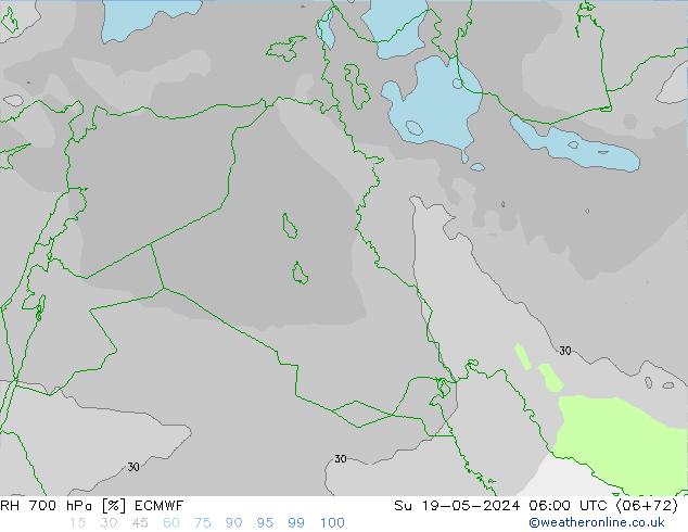 RH 700 hPa ECMWF Su 19.05.2024 06 UTC