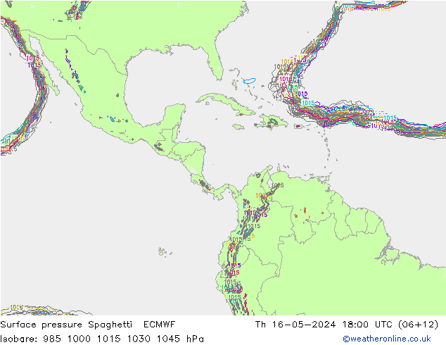 Luchtdruk op zeeniveau Spaghetti ECMWF do 16.05.2024 18 UTC