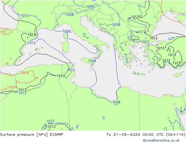 Yer basıncı ECMWF Sa 21.05.2024 00 UTC