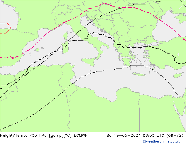 Yükseklik/Sıc. 700 hPa ECMWF Paz 19.05.2024 06 UTC