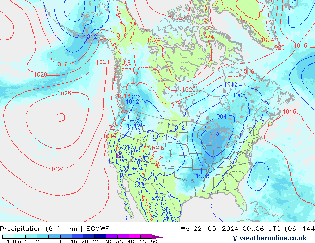 Précipitation (6h) ECMWF mer 22.05.2024 06 UTC