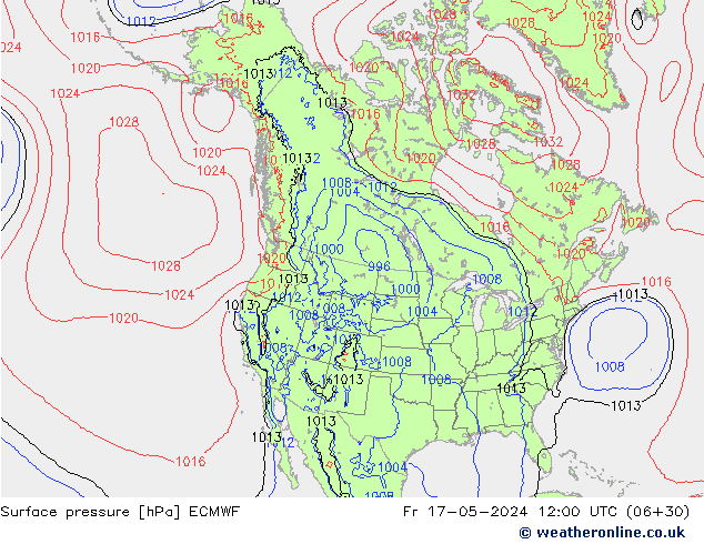 ciśnienie ECMWF pt. 17.05.2024 12 UTC