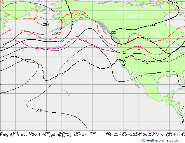 Yükseklik/Sıc. 700 hPa ECMWF Çar 22.05.2024 06 UTC