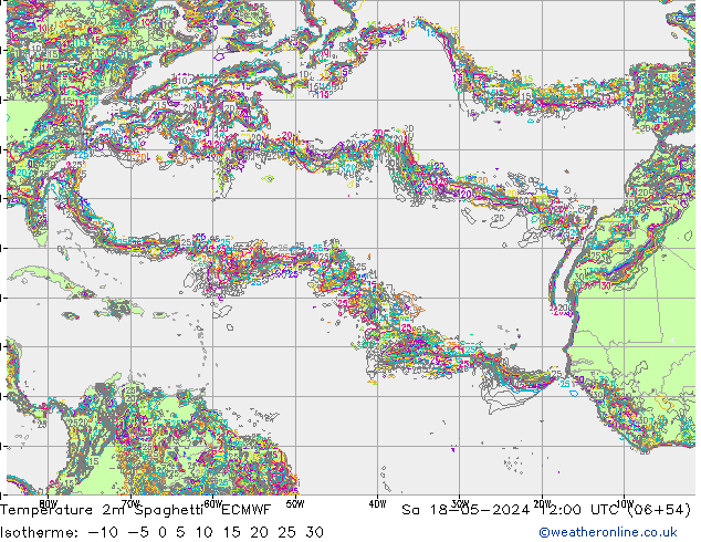 température 2m Spaghetti ECMWF sam 18.05.2024 12 UTC