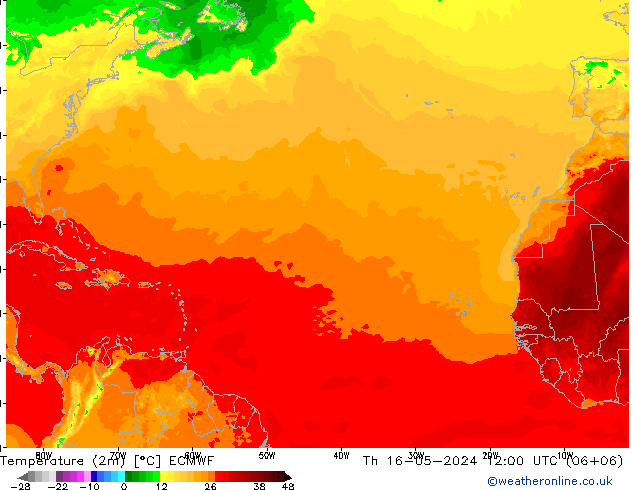 Sıcaklık Haritası (2m) ECMWF Per 16.05.2024 12 UTC