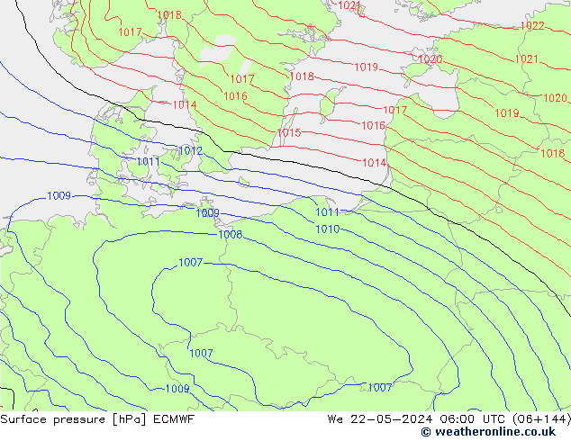 Bodendruck ECMWF Mi 22.05.2024 06 UTC