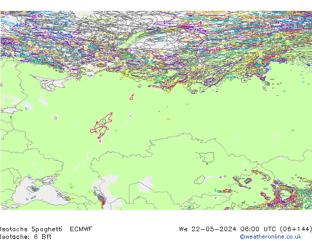 Isotaca Spaghetti ECMWF mié 22.05.2024 06 UTC