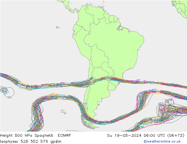 500 hPa Yüksekliği Spaghetti ECMWF Paz 19.05.2024 06 UTC