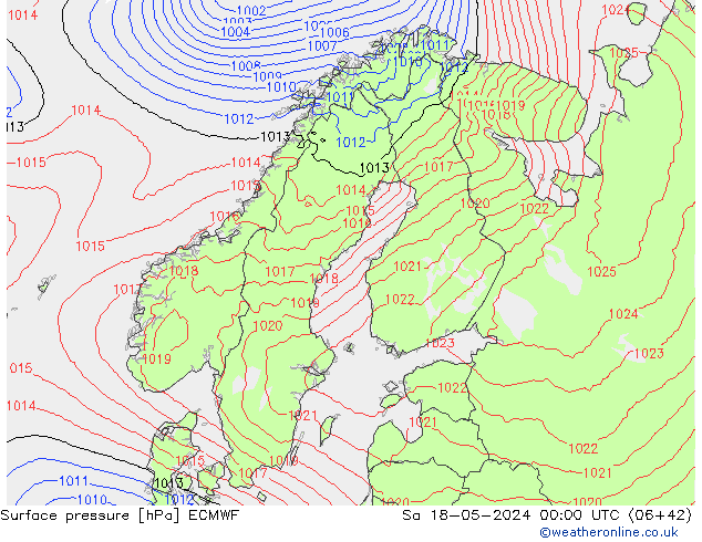 Surface pressure ECMWF Sa 18.05.2024 00 UTC