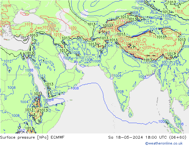 Atmosférický tlak ECMWF So 18.05.2024 18 UTC