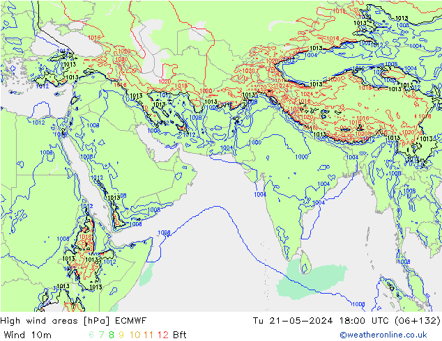 Windvelden ECMWF di 21.05.2024 18 UTC