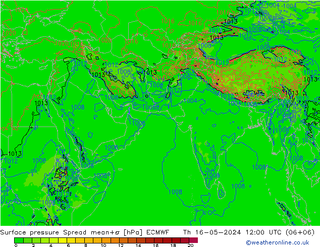 地面气压 Spread ECMWF 星期四 16.05.2024 12 UTC