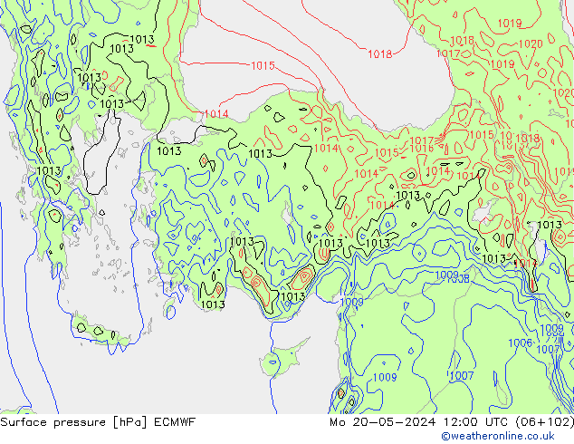 Presión superficial ECMWF lun 20.05.2024 12 UTC