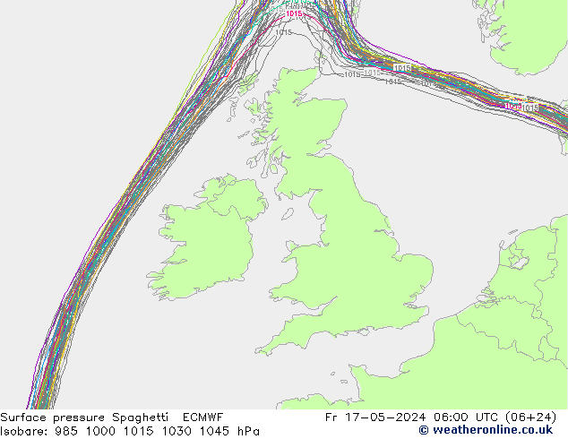 Pressione al suolo Spaghetti ECMWF ven 17.05.2024 06 UTC