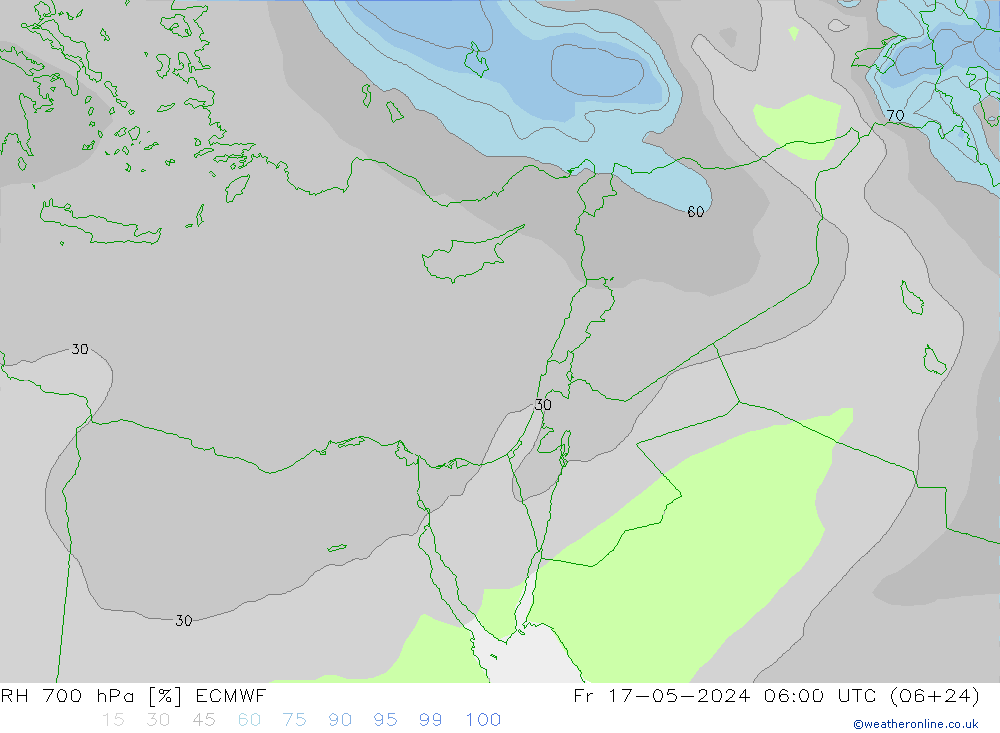 Humidité rel. 700 hPa ECMWF ven 17.05.2024 06 UTC