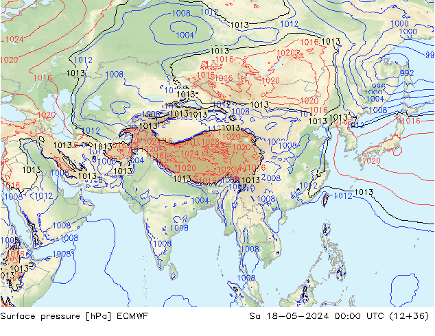 приземное давление ECMWF сб 18.05.2024 00 UTC