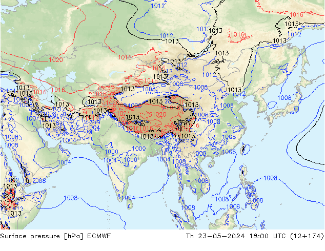 Surface pressure ECMWF Th 23.05.2024 18 UTC