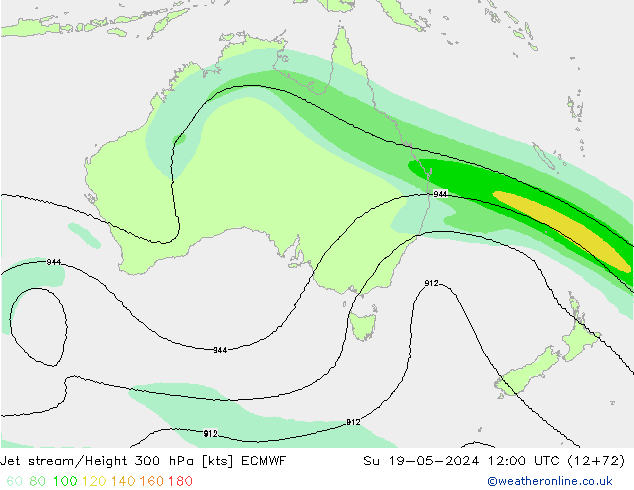 Jet stream/Height 300 hPa ECMWF Su 19.05.2024 12 UTC