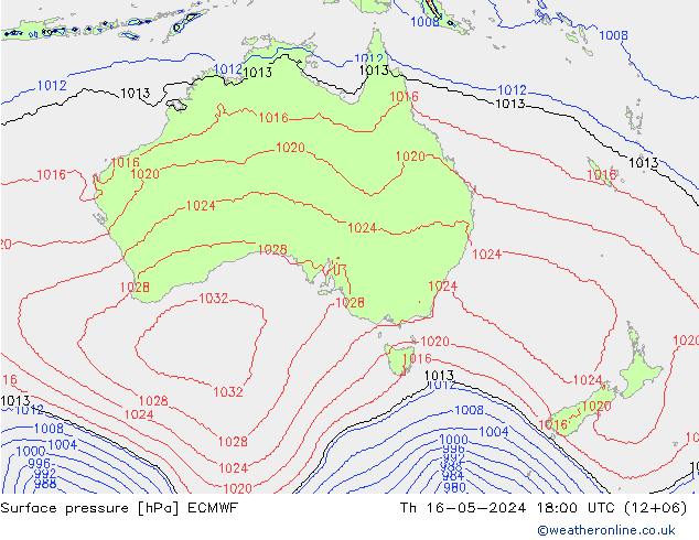 Surface pressure ECMWF Th 16.05.2024 18 UTC