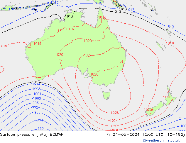 Yer basıncı ECMWF Cu 24.05.2024 12 UTC
