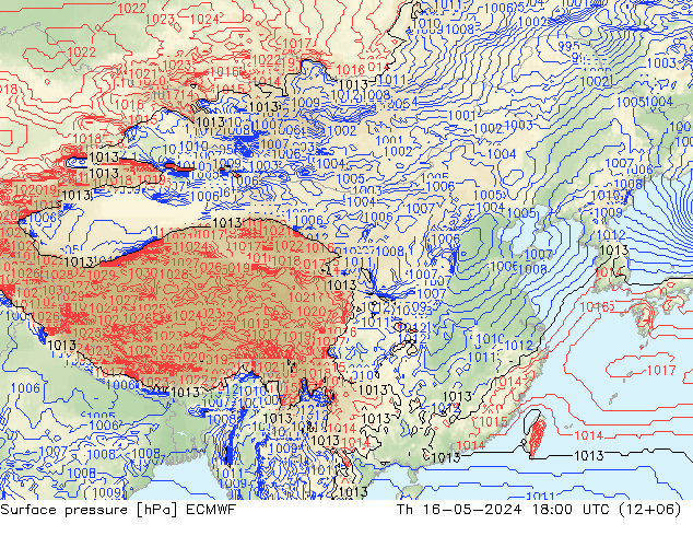 地面气压 ECMWF 星期四 16.05.2024 18 UTC