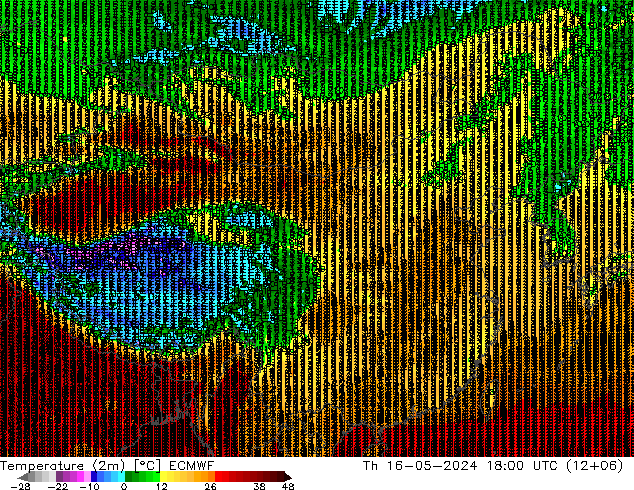 温度图 ECMWF 星期四 16.05.2024 18 UTC