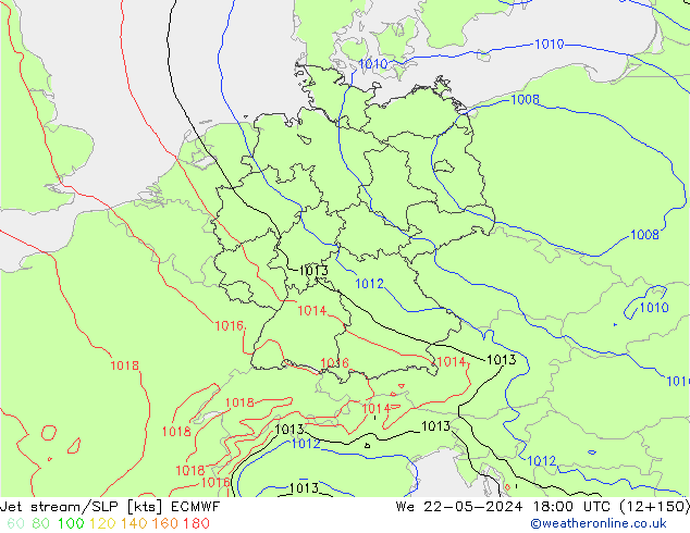 джет/приземное давление ECMWF ср 22.05.2024 18 UTC
