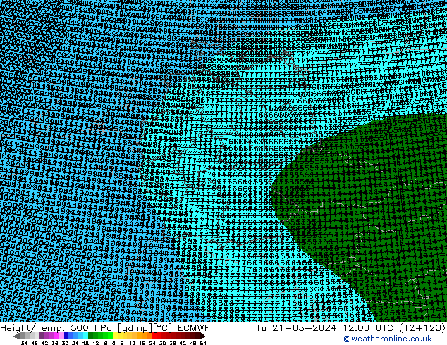 Height/Temp. 500 hPa ECMWF 星期二 21.05.2024 12 UTC