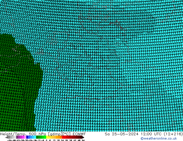 Height/Temp. 500 hPa ECMWF sab 25.05.2024 12 UTC
