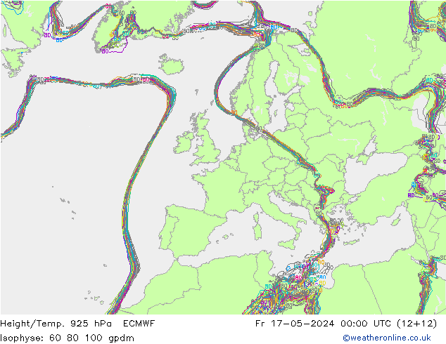 Yükseklik/Sıc. 925 hPa ECMWF Cu 17.05.2024 00 UTC