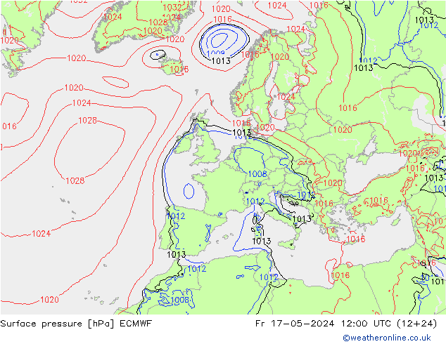 приземное давление ECMWF пт 17.05.2024 12 UTC