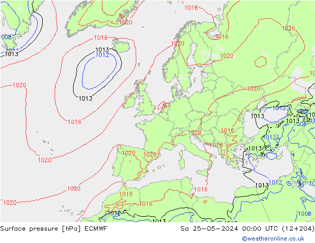 Luchtdruk (Grond) ECMWF za 25.05.2024 00 UTC