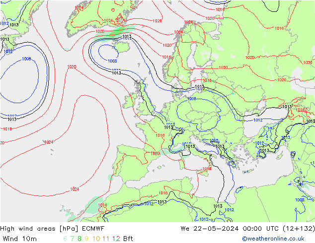 Izotacha ECMWF śro. 22.05.2024 00 UTC