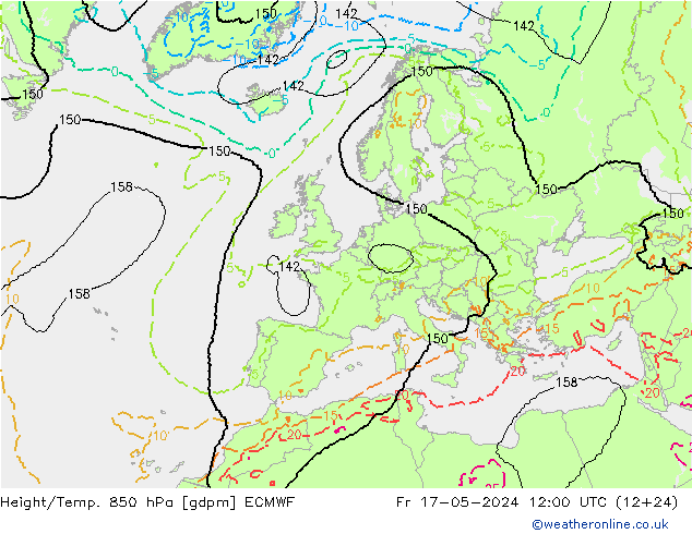 Yükseklik/Sıc. 850 hPa ECMWF Cu 17.05.2024 12 UTC