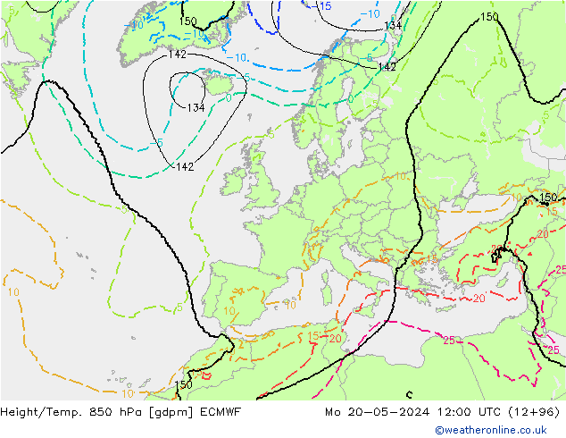 Hoogte/Temp. 850 hPa ECMWF ma 20.05.2024 12 UTC